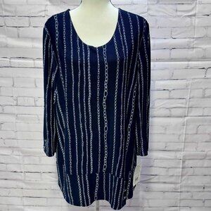 Mirasol Navy/White Women's Chainlink Blouse 2x